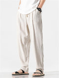 Men's Comfortable Linen Regular Fit Straight-Leg Trousers
