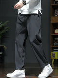 Men's Summer Casual Straight Leg Pants with Elastic Waistband