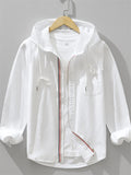 Men's Autumn Contrast Color Zipper Long Sleeve Hooded Jackets