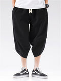 Men's Hem Side Slit Kung Fu Training Cropped Pants