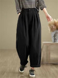 Women's Retro Solid Color Wide-Leg Harem Pants