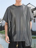 Men's Asymmetric Hem BatWing Sleeve Short Sleeve Shirt