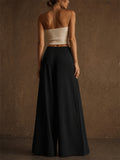 Women's Stylish High Waist Pleated Wide Leg Palazzo Office Pants