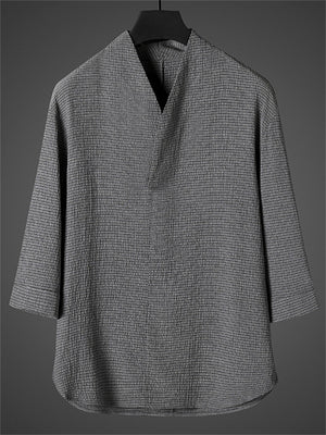 Men's Summer Cool Zen Style Stand Collar Half Sleeve Shirt