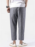 Men's Summer Stripe Drawstring Cropped Pants