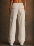 Women High Waist Drawstring Wide Leg Baggy Cargo Pants