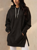 Women Casual Oversized Hoodie Long Tunic Sweatshirt with Side Slits