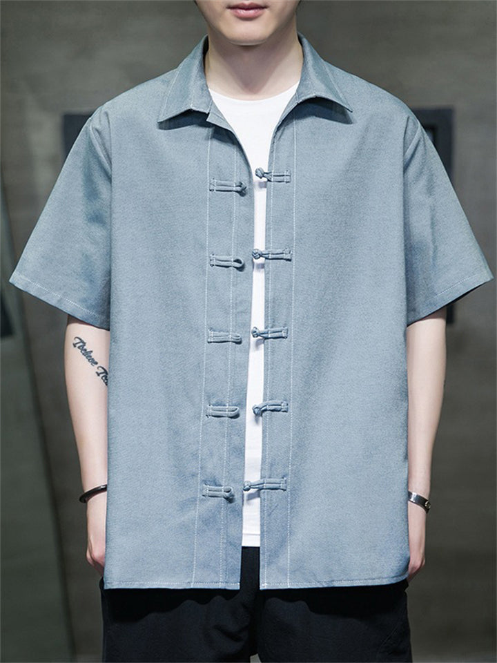 Men's Summer Casual Lapel Button Up Short Sleeve Shirts