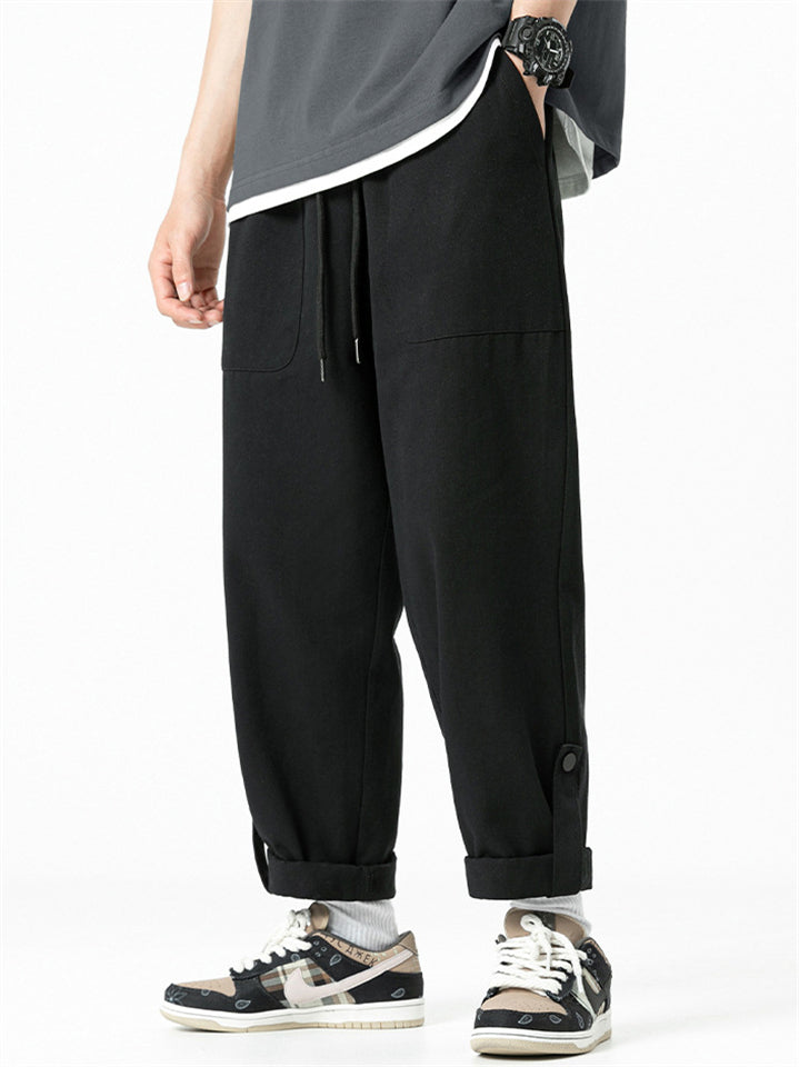 Men's Japanese Style Casual Solid Color Cargo Straight Pants