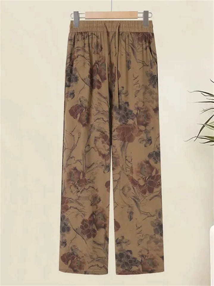 Women's Boho Floral Wide Leg High Waisted Flowy Palazzo Pants