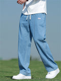 Men's Summer Cool Blue Solid Color Straight Jeans