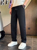 ‌Men's Loose Fit Elastic Waist Drawstring Striped Straight Leg Track Pants‌