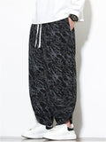 Women's Autumn Casual Texture Printed Wide Leg Carrot Cropped Pants