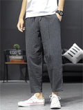 Men's Casual Cozy Striped Cropped Harem Pants