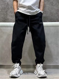 Men's Casual Autumn Fleece Lined Harem Jogger Pants with Drawstring
