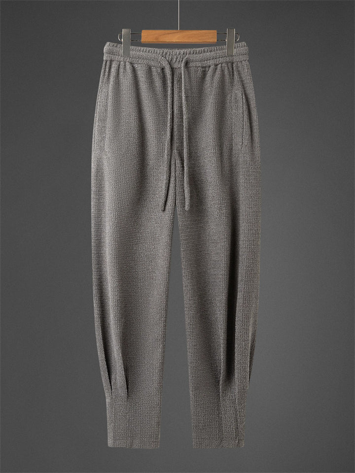 Men's Solid Color Fleece Closed Hem Drawstring Bloomers Pants