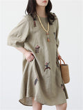 Women's Summer Simple Embroidery Round Neck Dress