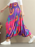 Casual Print  Drop Crotch Pants Travel Pants for Women