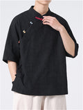 Men's Chinese Style Retro Stand Collar Short Sleeve Shirts