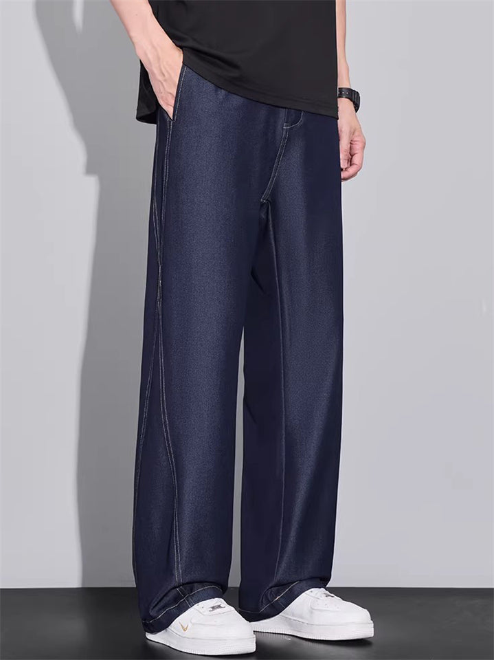 Men's Summer Baggy Wide Leg Contrast Stitching Relaxed Fit Pants