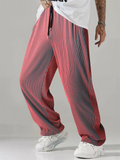 Men's Loose Fit Leisure Striped Drape Sporty Wide Leg Pants