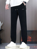 Men's Simple Slim Fit Drawstring Winter Fleece Lined Casual Pants