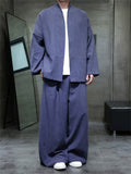 Chinese Style Vintage Men's Loose Fit Cotton Linen Kung Fu Tai Chi Suit Set