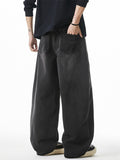 ‌Men's American Style Loose Fit Vintage Washed Whisker Denim Pants