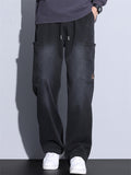 Men's Spring Autumn Mid Waist Loose Straight Casual Pants