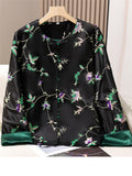 Women's Chinese Style Flowers Embroidery Long Sleeve Shirts