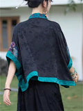 Women's Ethnic Style Embroidered BatWing Sleeve Cardigan Cloak Jacket