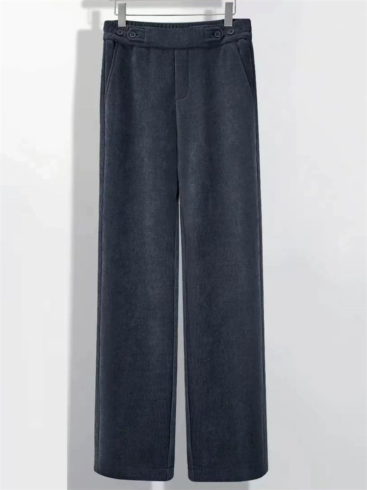 Comfy Straight Wide Leg Pants for Men with High Waist and Button Details
