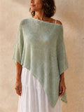 Womens Semi-Transparent Lightweight Knit Shawl Wrap Top Sleeveless Cape