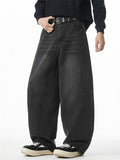 ‌Men's American Style Loose Fit Vintage Washed Whisker Denim Pants