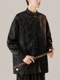 Chinese Style Men's Stand Collar Jacquard Long Sleeve Shirts