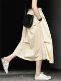 Women's Loose Solid Color Patchwork Asymmetric Skirt