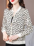 Retro Women's Print Baseball Collar Cardigan Jacket