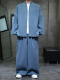 Chinese Style Vintage Men's Loose Fit Cotton Linen Kung Fu Tai Chi Suit Set