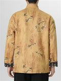 Men's Chinese Style Hanzi Print Contrast Color Stand Collar Tang Suit Jacket
