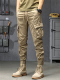 Men's Casual Streetwear Thickened Cargo Jogger Pants Regular Fit