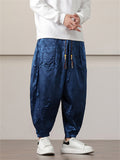 Male Loong Graphic Ankle-tied Ice Silk Lantern Pants
