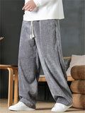 Autumn Simple C‌asual Comfy Loose Fit Straight Leg Pants for Men with Elastic Waist
