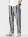 Men's Comfortable Linen Regular Fit Straight-Leg Trousers