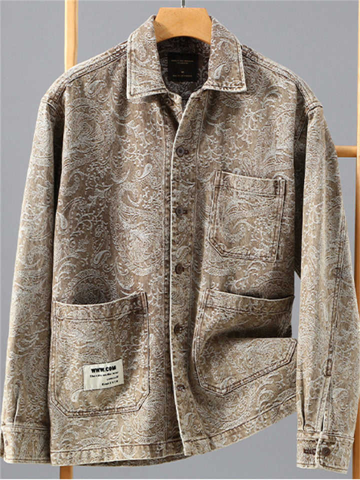 Japanese Style Retro Cotton Lapel Pockets Jacket for Men