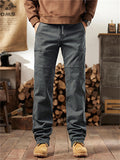 Men's Autumn Outdoor Cotton Drawstring Loose Fit Cargo Pants with Multi-Pockets