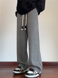 Men's Grunge Style Striped Straight Leg Trousers