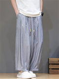 Men's Summer Chinese Style Pleated Baggy Loose Fit Pants