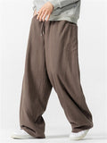Retro Men's Comfy Japanese Style Elastic Waist Drawstring Loose Pants
