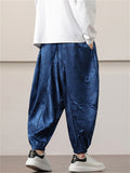 Male Loong Graphic Ankle-tied Ice Silk Lantern Pants