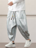 Male Loong Graphic Ankle-tied Ice Silk Lantern Pants